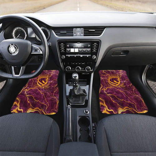 Brisbane Broncos Car Mats Gold Marble Pattern With Vibrant Topography Lines