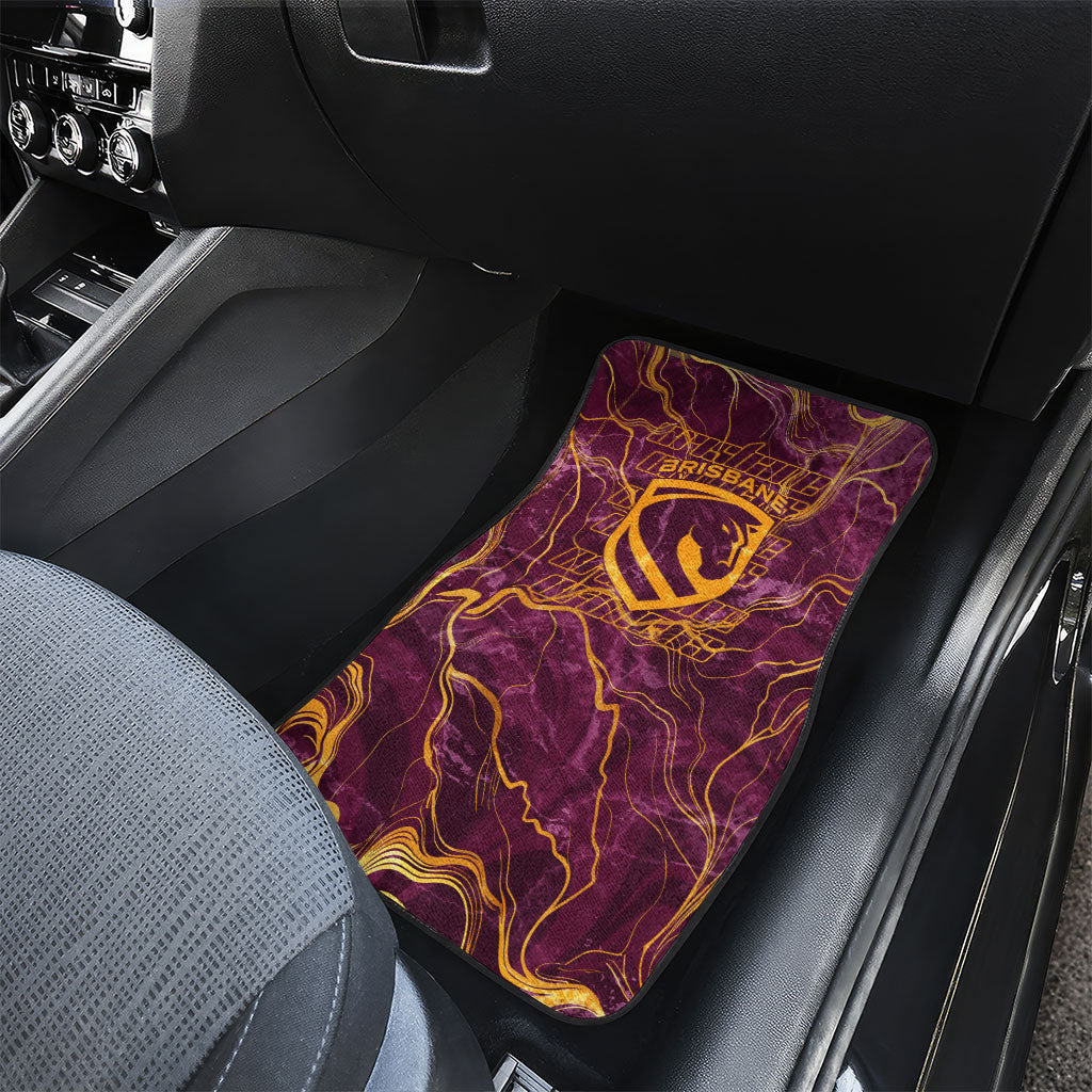 Brisbane Broncos Car Mats Gold Marble Pattern With Vibrant Topography Lines