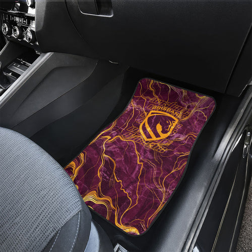 Brisbane Broncos Car Mats Gold Marble Pattern With Vibrant Topography Lines