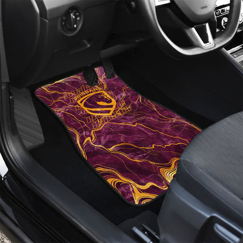Brisbane Broncos Car Mats Gold Marble Pattern With Vibrant Topography Lines