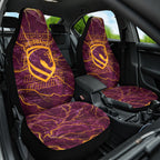 Brisbane Broncos Car Seat Cover Gold Marble Pattern With Vibrant Topography Lines