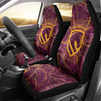 Brisbane Broncos Car Seat Cover Gold Marble Pattern With Vibrant Topography Lines