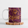 Brisbane Broncos Ceramic Mug Gold Marble Pattern With Vibrant Topography Lines