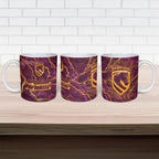 Brisbane Broncos Ceramic Mug Gold Marble Pattern With Vibrant Topography Lines
