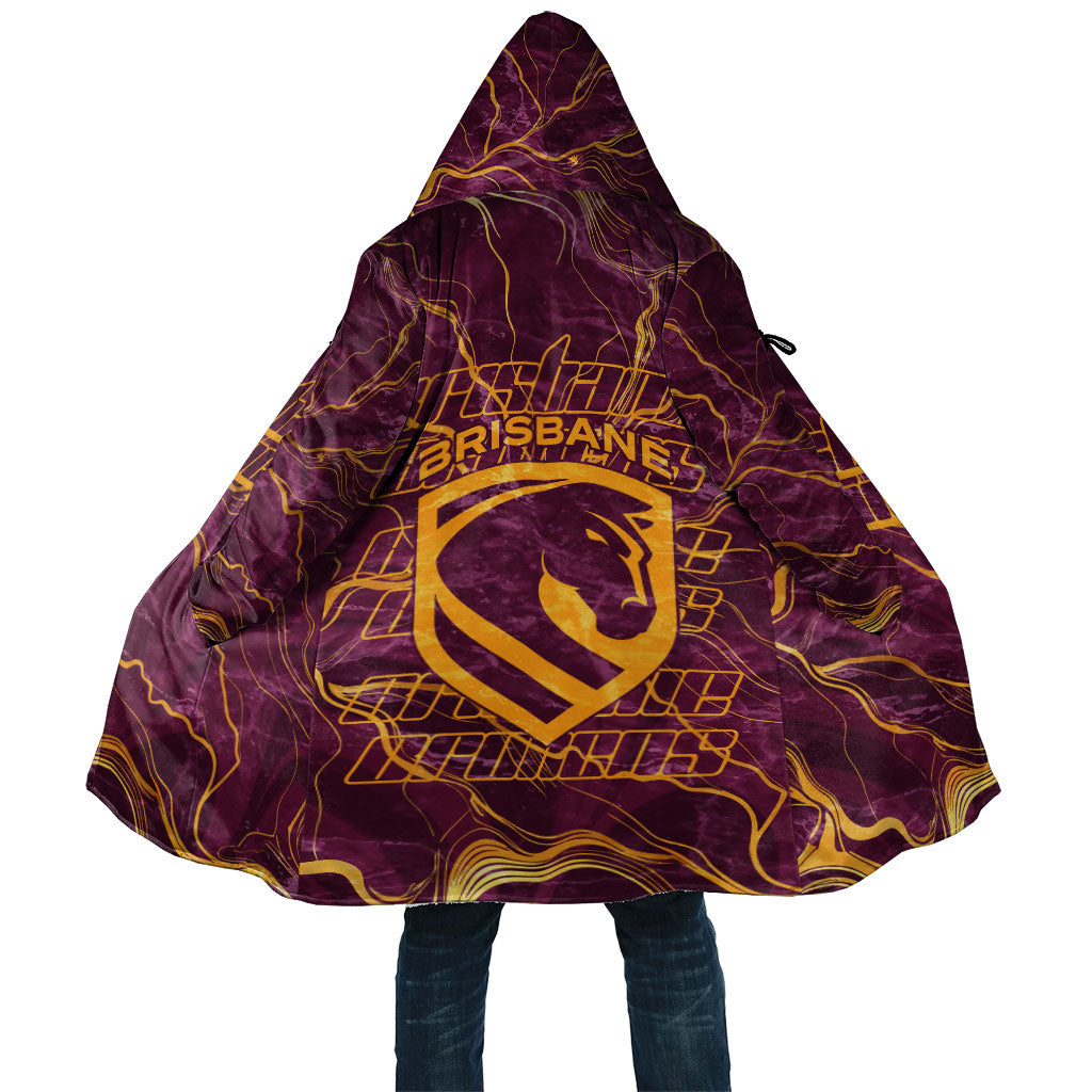 Brisbane Broncos Cloak Gold Marble Pattern With Vibrant Topography Lines