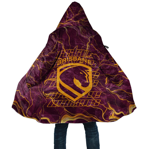 Brisbane Broncos Cloak Gold Marble Pattern With Vibrant Topography Lines