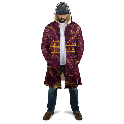 Brisbane Broncos Cloak Gold Marble Pattern With Vibrant Topography Lines