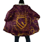 Brisbane Broncos Cloak Gold Marble Pattern With Vibrant Topography Lines