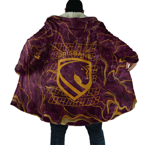 Brisbane Broncos Cloak Gold Marble Pattern With Vibrant Topography Lines