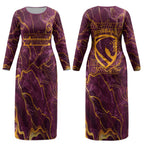 Brisbane Broncos Couples Matching Long Sleeve Bodycon Dress and Hawaiian Shirt Gold Marble Pattern With Vibrant Topography Lines