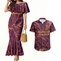 Brisbane Broncos Couples Matching Mermaid Dress and Hawaiian Shirt Gold Marble Pattern With Vibrant Topography Lines