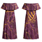 Brisbane Broncos Couples Matching Off Shoulder Maxi Dress and Hawaiian Shirt Gold Marble Pattern With Vibrant Topography Lines