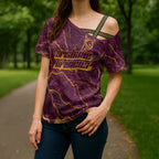Brisbane Broncos Cross Shoulder Shirt Gold Marble Pattern With Vibrant Topography Lines