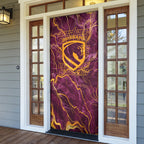 Brisbane Broncos Door Cover Gold Marble Pattern With Vibrant Topography Lines