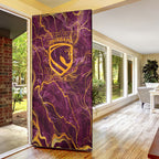 Brisbane Broncos Door Cover Gold Marble Pattern With Vibrant Topography Lines