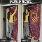 Brisbane Broncos Door Cover Gold Marble Pattern With Vibrant Topography Lines