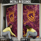 Brisbane Broncos Door Cover Gold Marble Pattern With Vibrant Topography Lines
