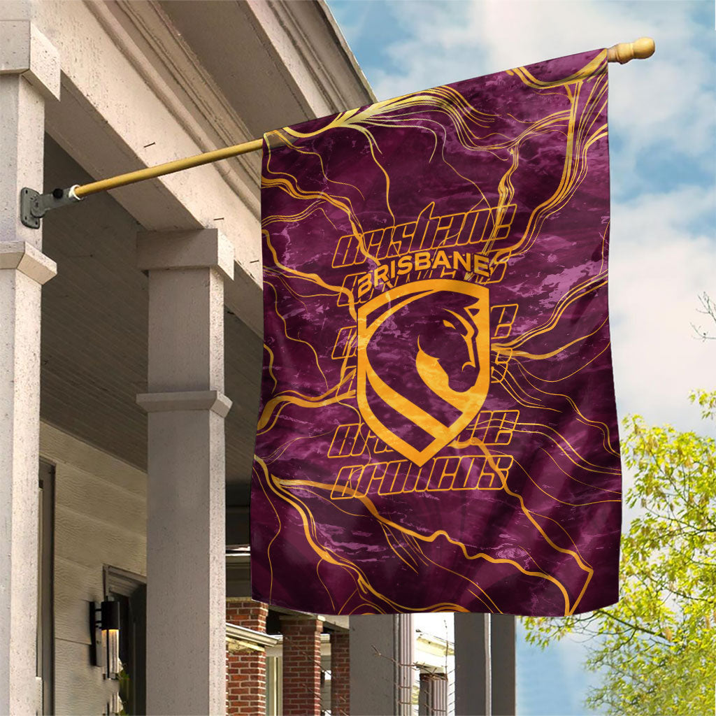 Brisbane Broncos Garden Flag Gold Marble Pattern With Vibrant Topography Lines