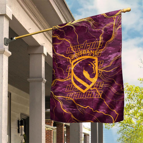 Brisbane Broncos Garden Flag Gold Marble Pattern With Vibrant Topography Lines