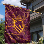 Brisbane Broncos Garden Flag Gold Marble Pattern With Vibrant Topography Lines