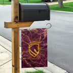 Brisbane Broncos Garden Flag Gold Marble Pattern With Vibrant Topography Lines