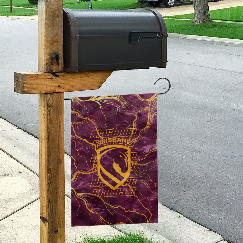 Brisbane Broncos Garden Flag Gold Marble Pattern With Vibrant Topography Lines