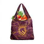 Brisbane Broncos Grocery Bag Gold Marble Pattern With Vibrant Topography Lines