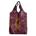 Brisbane Broncos Grocery Bag Gold Marble Pattern With Vibrant Topography Lines