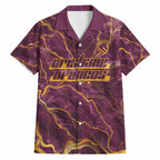 Brisbane Broncos Hawaiian Shirt Gold Marble Pattern With Vibrant Topography Lines