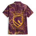 Brisbane Broncos Hawaiian Shirt Gold Marble Pattern With Vibrant Topography Lines
