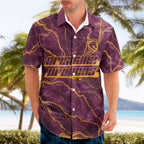 Brisbane Broncos Hawaiian Shirt Gold Marble Pattern With Vibrant Topography Lines