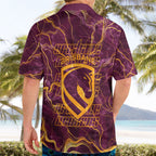 Brisbane Broncos Hawaiian Shirt Gold Marble Pattern With Vibrant Topography Lines