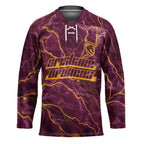 Brisbane Broncos Hockey Jersey Gold Marble Pattern With Vibrant Topography Lines