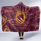 Brisbane Broncos Hooded Blanket Gold Marble Pattern With Vibrant Topography Lines