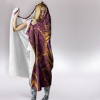 Brisbane Broncos Hooded Blanket Gold Marble Pattern With Vibrant Topography Lines