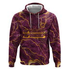 Brisbane Broncos Hoodie Gold Marble Pattern With Vibrant Topography Lines