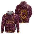 Brisbane Broncos Hoodie Gold Marble Pattern With Vibrant Topography Lines