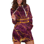 Brisbane Broncos Hoodie Dress Gold Marble Pattern With Vibrant Topography Lines