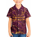 Brisbane Broncos Kid Hawaiian Shirt Gold Marble Pattern With Vibrant Topography Lines