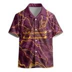 Brisbane Broncos Kid Hawaiian Shirt Gold Marble Pattern With Vibrant Topography Lines