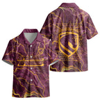 Brisbane Broncos Kid Hawaiian Shirt Gold Marble Pattern With Vibrant Topography Lines