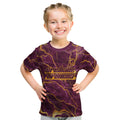 Brisbane Broncos Kid T Shirt Gold Marble Pattern With Vibrant Topography Lines