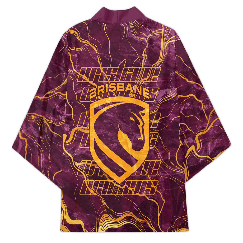 Brisbane Broncos Kimono Gold Marble Pattern With Vibrant Topography Lines