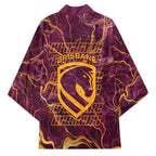Brisbane Broncos Kimono Gold Marble Pattern With Vibrant Topography Lines