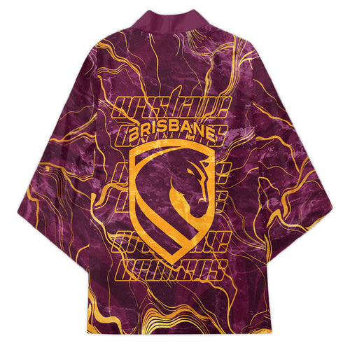 Brisbane Broncos Kimono Gold Marble Pattern With Vibrant Topography Lines