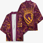 Brisbane Broncos Kimono Gold Marble Pattern With Vibrant Topography Lines