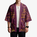 Brisbane Broncos Kimono Gold Marble Pattern With Vibrant Topography Lines