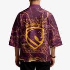 Brisbane Broncos Kimono Gold Marble Pattern With Vibrant Topography Lines