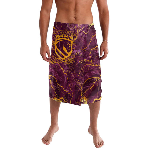 Brisbane Broncos Lavalava Gold Marble Pattern With Vibrant Topography Lines