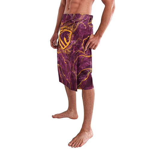 Brisbane Broncos Lavalava Gold Marble Pattern With Vibrant Topography Lines